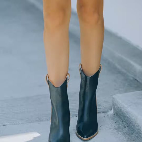 DRIFTER FAUX LEATHER HEELED BOOT - BLACK BOUTIQUE - Picture 8 of 8